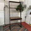 Metal & Wood Leaning Desk w/ 2 Shelves