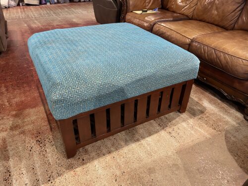 Large Square Ottoman with Wooden Base