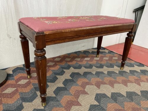 Vintage Rose Embroidered Piano Storage Bench