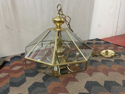 Brass Octagonal 6-Light Chandelier