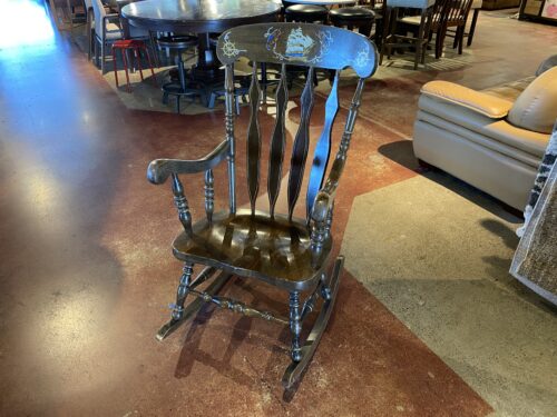 Dark Wood Rocking Chair with Nautical Stencils