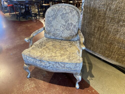 BASSETT Taupe Bergere Chair with Silver Frame