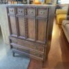 Tall Dresser with Recessed Panel Fronts and Brass Pulls