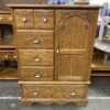 Oak 5-Drawer Dresser w/ Cabinet