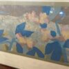 Dyed Fabric Floral Collage in Silver Frame I