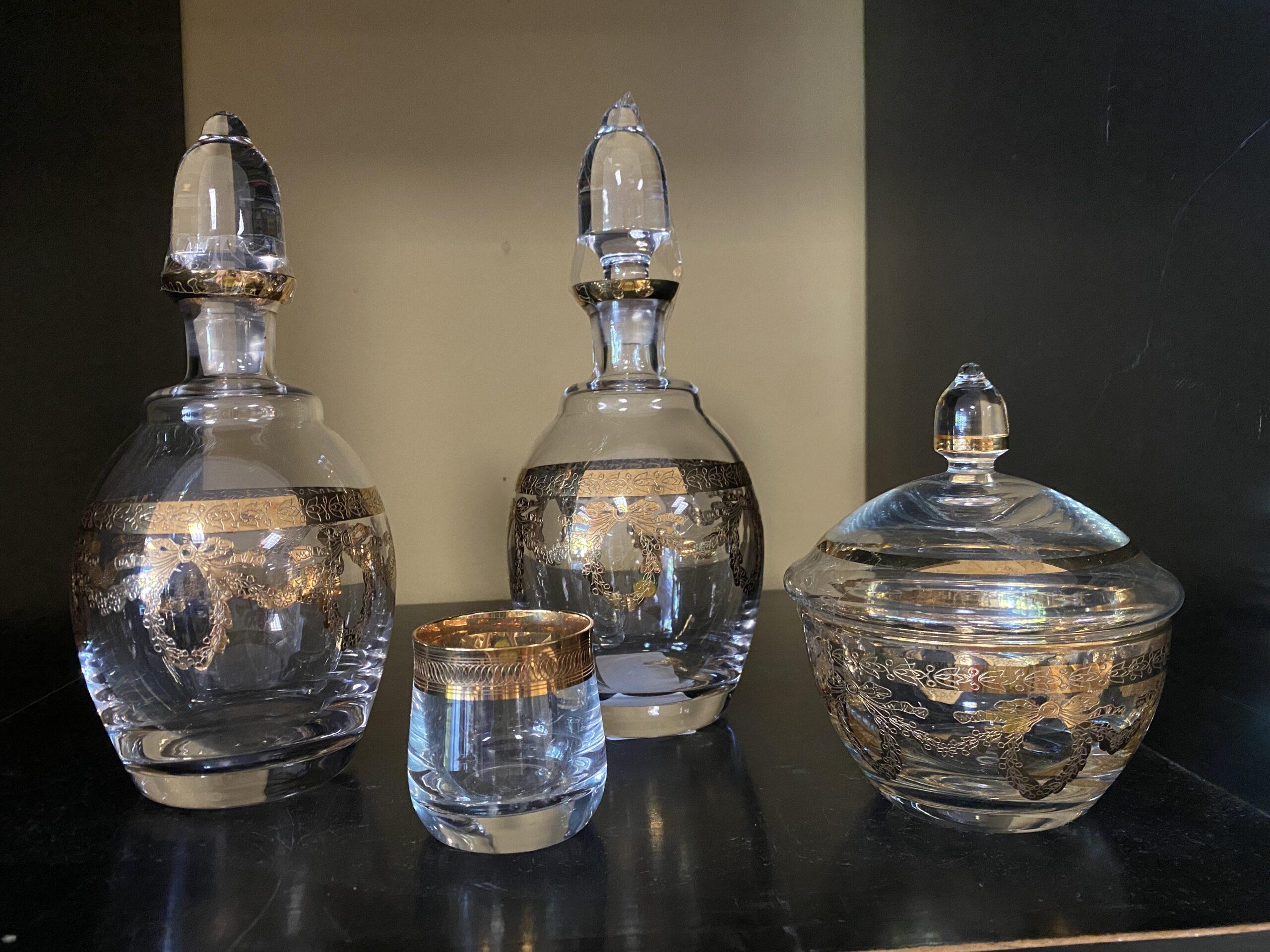 Vintage Glass 4-Piece Decanter Set