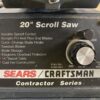 SEARS/CRAFTSMAN 20" Scroll Saw Contractor Series Model #113.2364