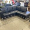 ITALSOFA Black Leather Modern Legged L Sectional