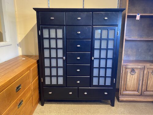 Black Frosted 10-Drawer Glass Door Armoire
