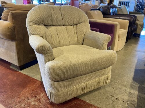 Plump Beige Swivel Rocker Armchair