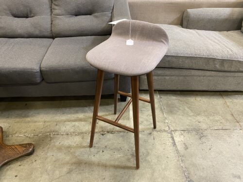 ARTICLE Walnut Counter Stool with Grey Fabric Cushion