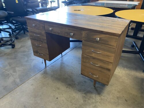 Vintage Oaky 10 Drawer Executive Desk