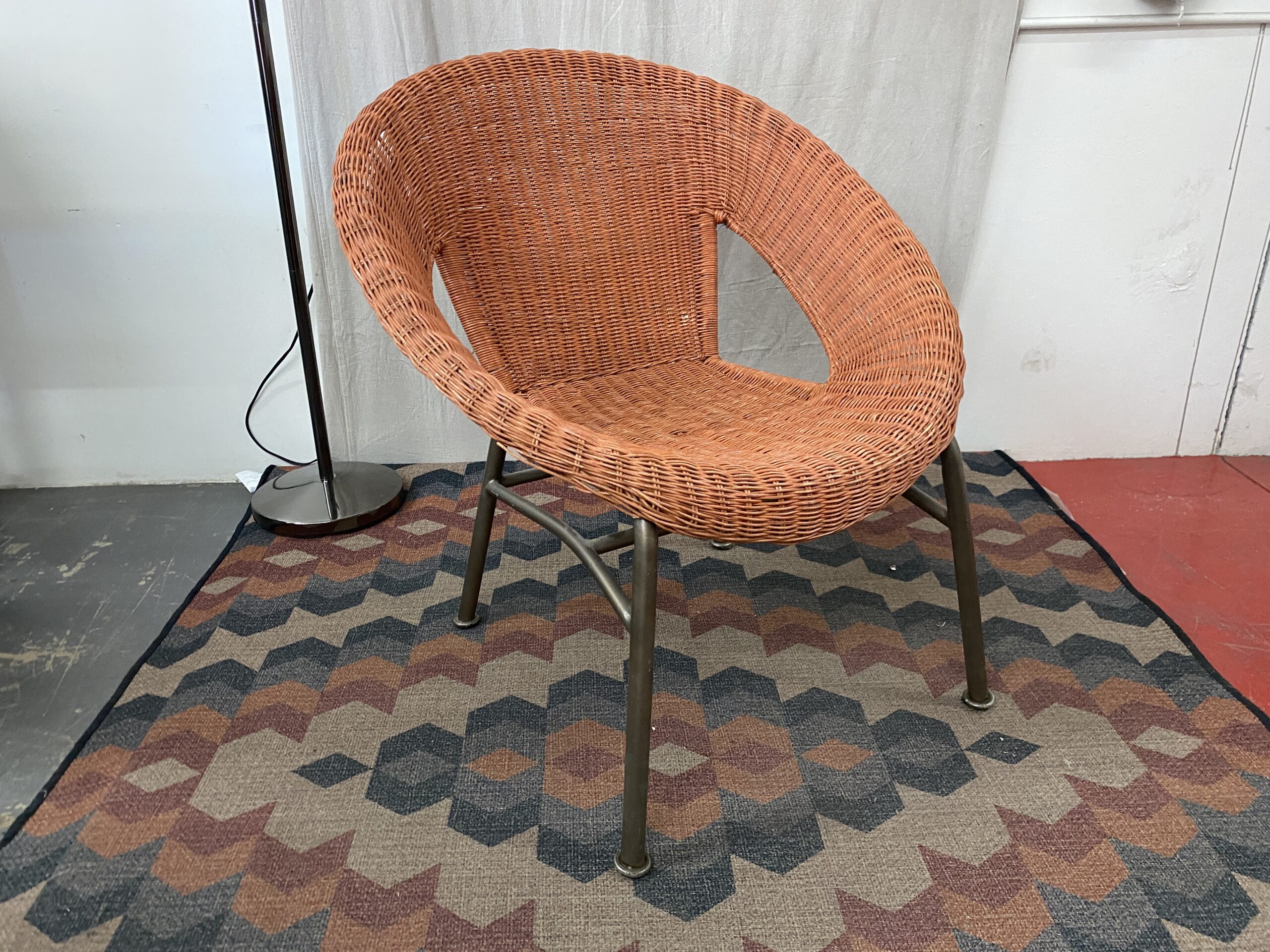 Vintage Pumpkin Spice Orange Rattan Hoop Chair