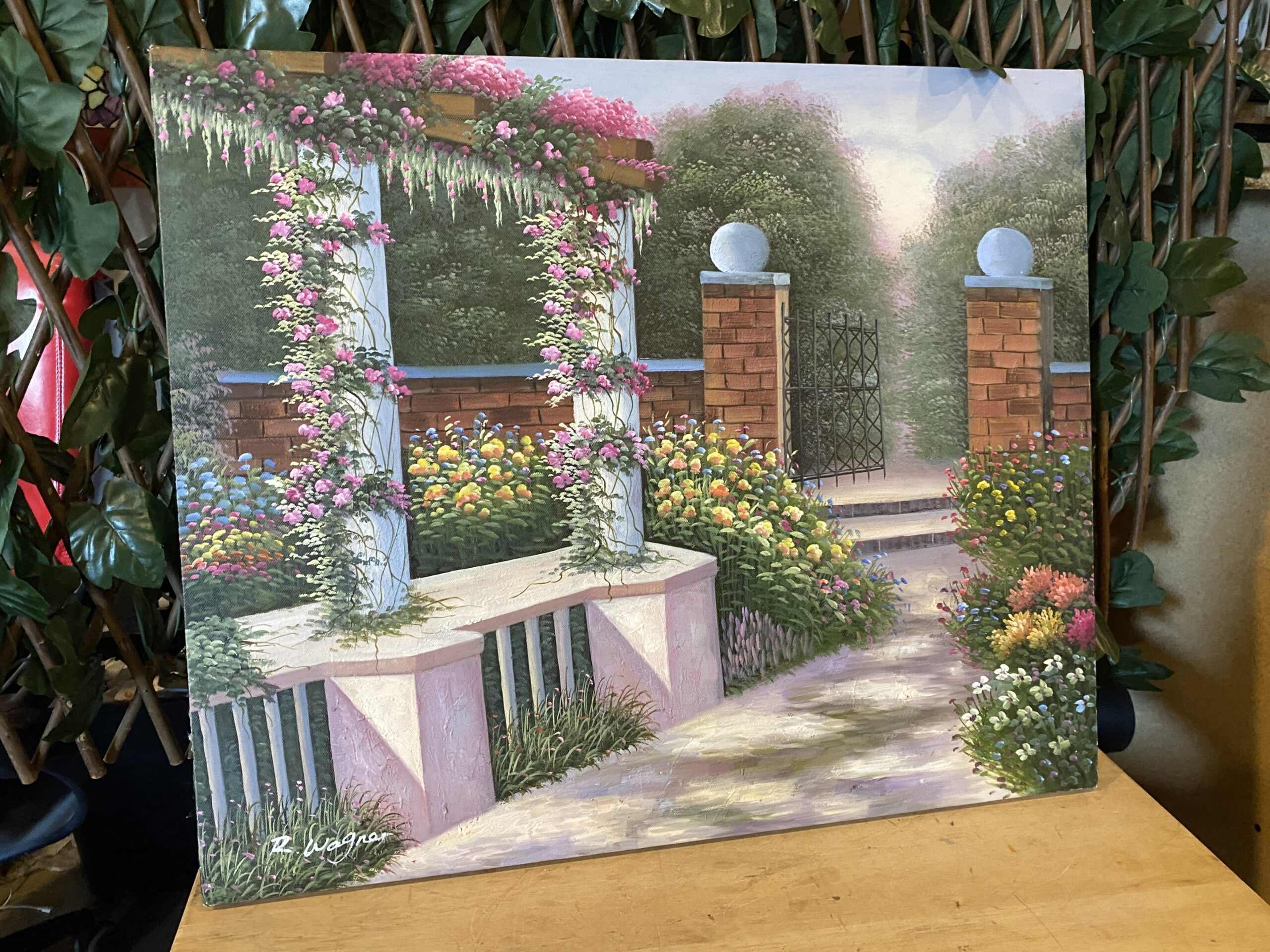 Garden Gate Original Unframed Oil Painting
