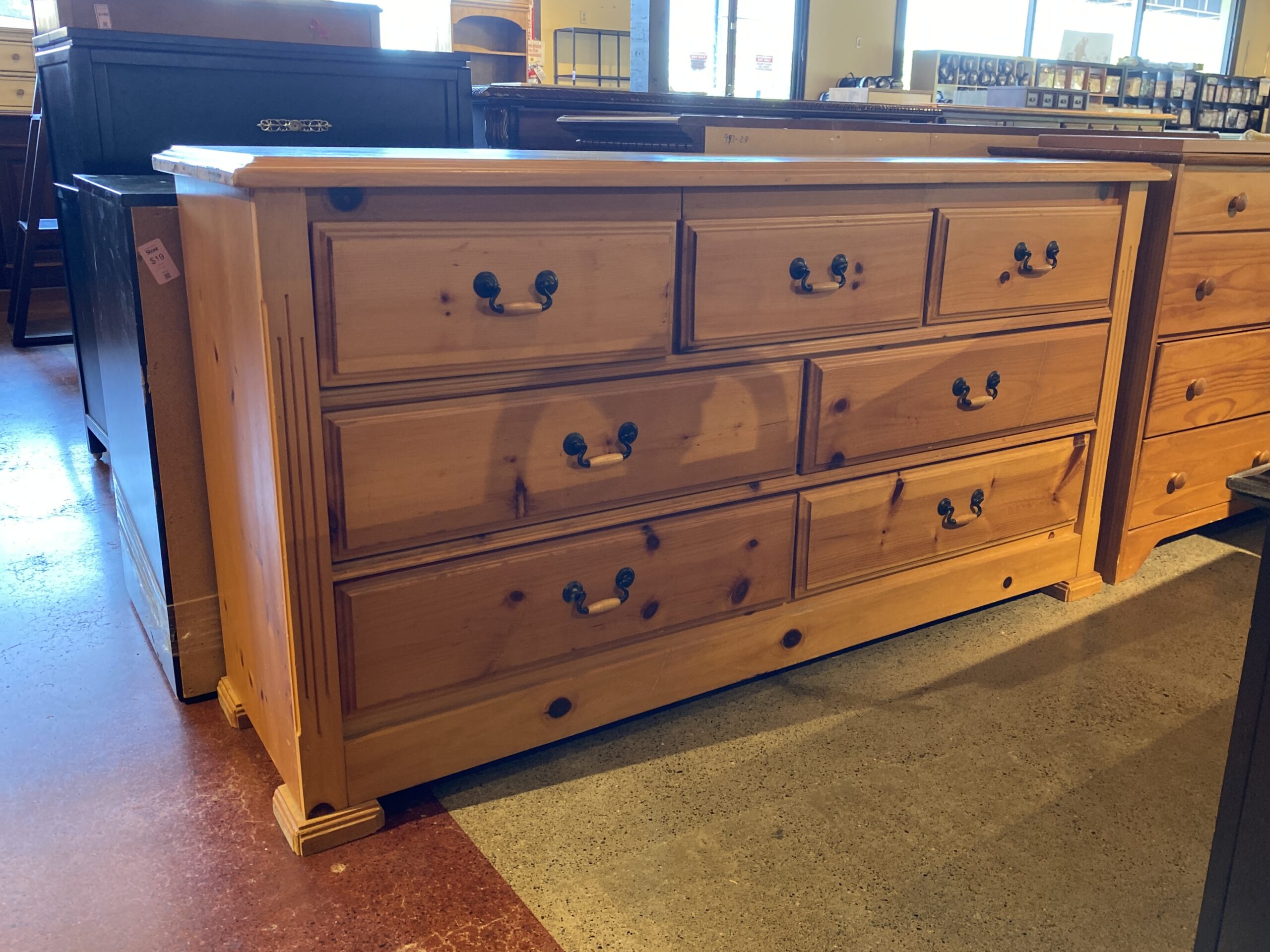Warm Blonde 7-Drawer Dresser w/ Wood Hardware