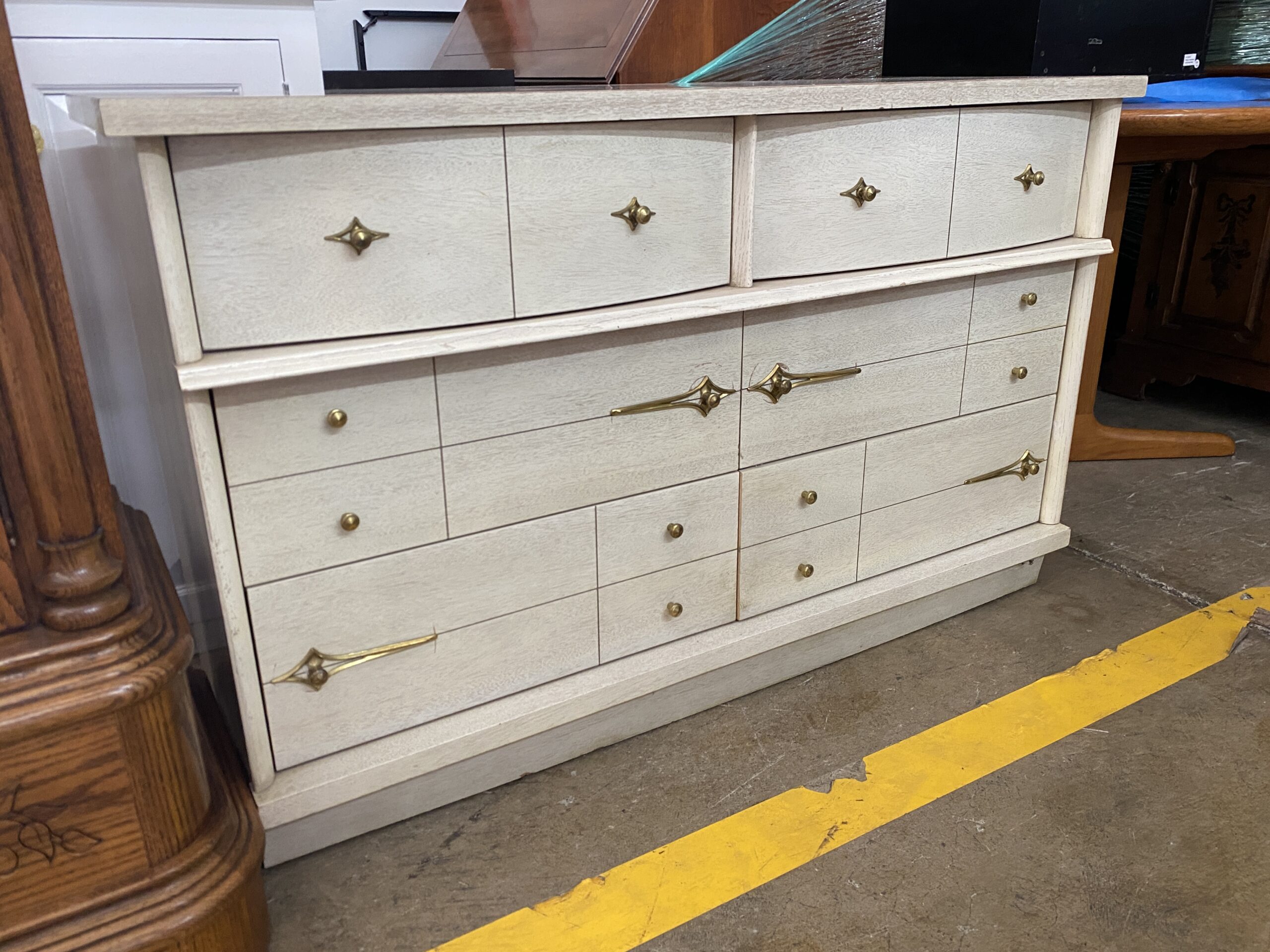 WARD Vintage MCM Cream 6-Drawer Double Dresser