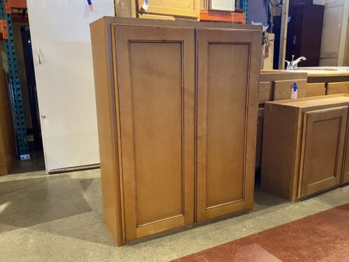 Tall Blonde Double Door Upper Cabinet