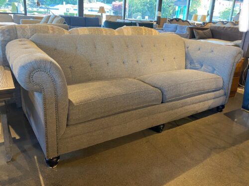 Cloud Grey Chesterfield Sofa w/ Stud Trim