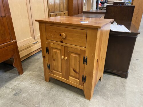 Natural Solid Oak Nightstand with Cabinet