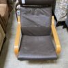 IKEA Dark Brown Leather Poang with Ottoman