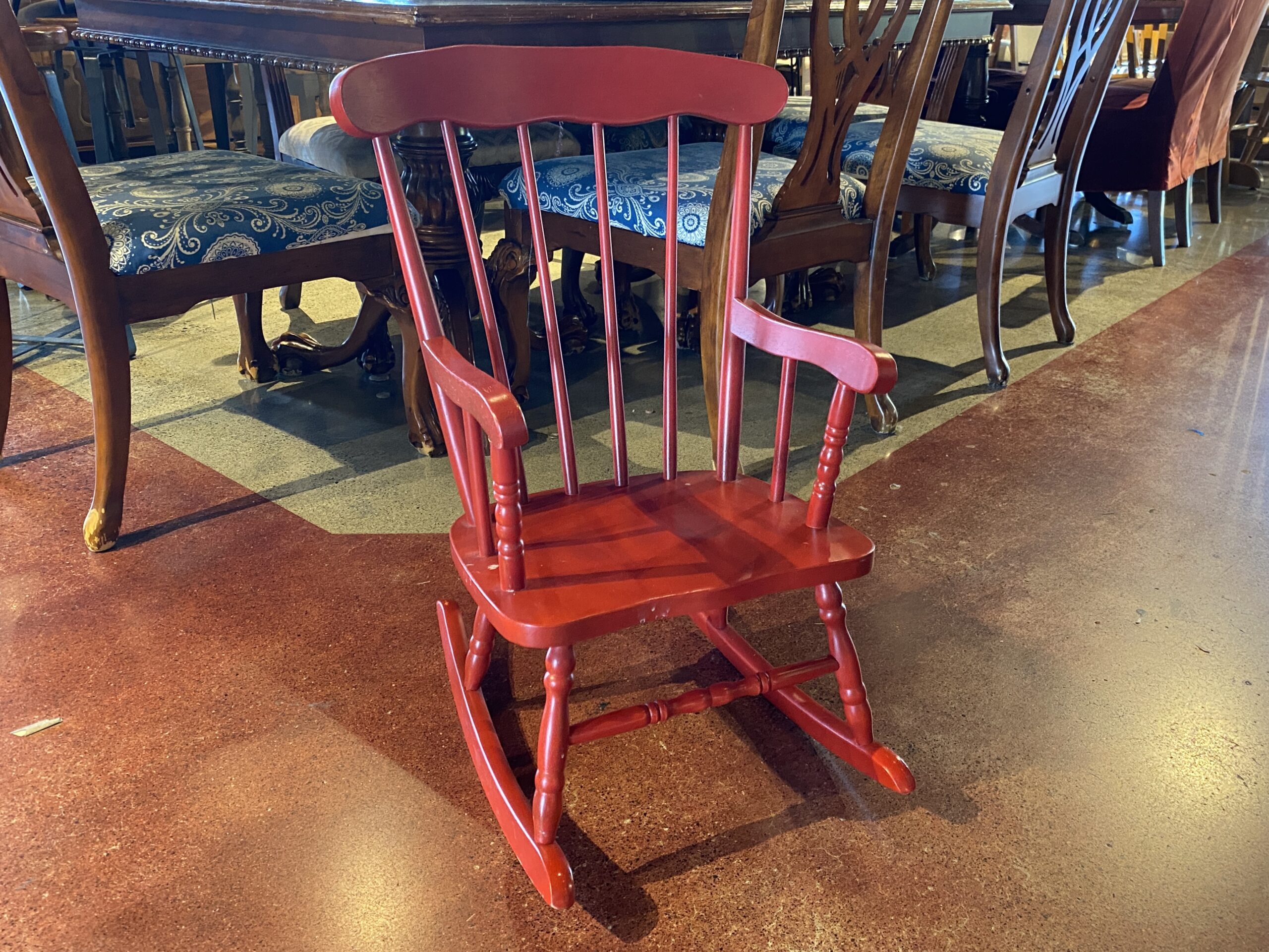 Vivid Red Kid-Sized Rocking Chair