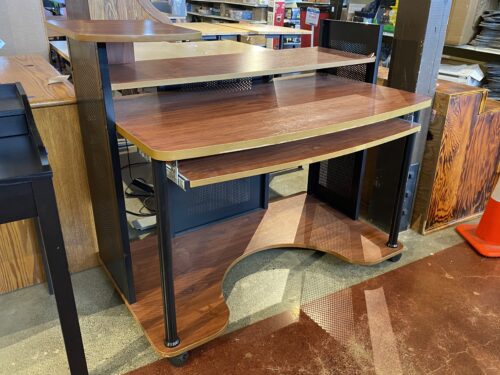 Multi-Level Metal Frame Desk on Wheels