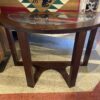 Dark Roast Half-Moon Glass Top Sofa Table