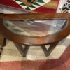 Dark Roast Half-Moon Glass Top Sofa Table