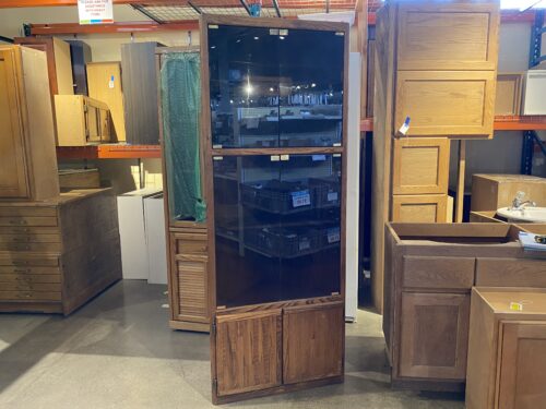 Lighted Glass Door Corner Cabinet