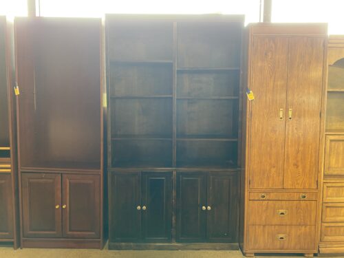 Dark Doublewide Adjustable Bookshelf w/ Cabinets