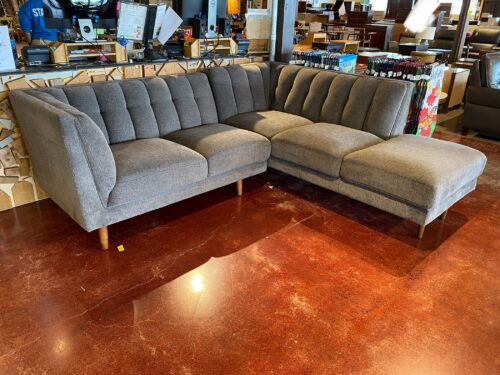 Neutral Grey Modern Sectional w/ Tapered Legs