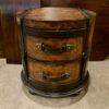 Leather Strapped Old-World Map Barrel Table