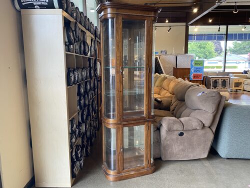 PULASKI Curved Glass Lighted Display Cabinet
