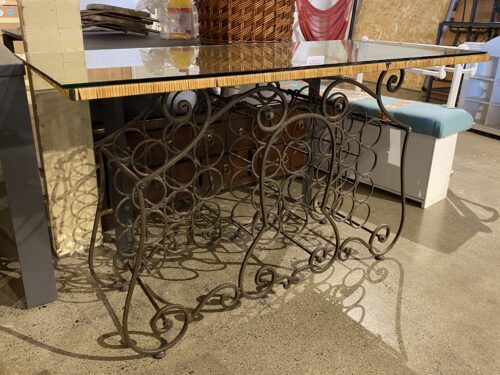 32-Bottle Wine Storage Table w/ Glass Topper