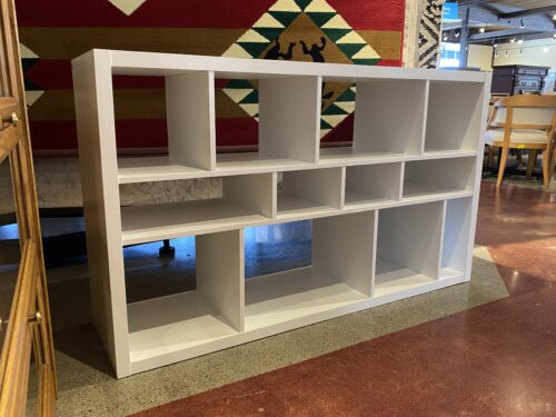 Low White Multi-Cubby Shelf/Media Stand