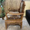 Ornate Carved Chinese Marble Backed Wooden Armchair