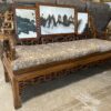 Ornate Carved Chinese Marble Backed Wooden Sofa