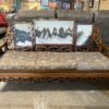 Ornate Carved Chinese Marble Backed Wooden Sofa