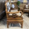 Ornate Carved Chinese Marble Backed Wooden Sofa