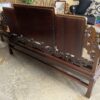 Ornate Carved Chinese Marble Backed Wooden Sofa