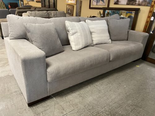 ASHLEY Down Stuffed Light Grey Loveseat w/ Decorative Pillows