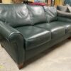 FLEXSTEEL Dark Green Leather Sofa