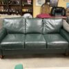 FLEXSTEEL Dark Green Leather Sofa