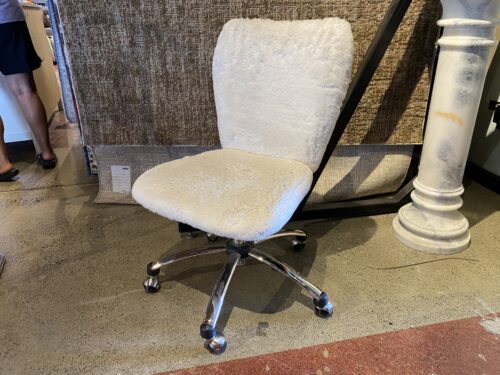 Fuzzy White Adjustable Office Chair