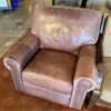 Mauve Leather Stud Trim Manual Recliner Armchair