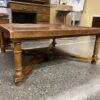 Square Wooden Coffee Table w/ Cross Hatched Grain Top
