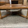 Square Wooden Coffee Table w/ Cross Hatched Grain Top