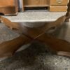 Square Wooden Coffee Table w/ Cross Hatched Grain Top