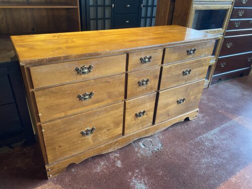 Rustic Maple Nine Drawer Dresser