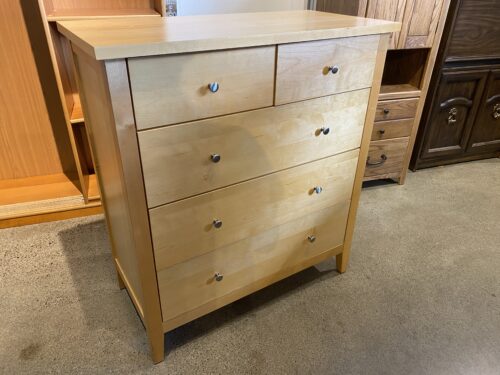 Blonde Five Drawer Tall Boy with Interlock System